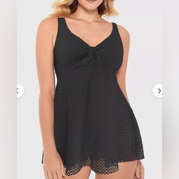 🌷NWT SWIM SOLUTIONS BY MACYS 22W BLACK CROCHET SWIM DRESS - Picture 12 of 12